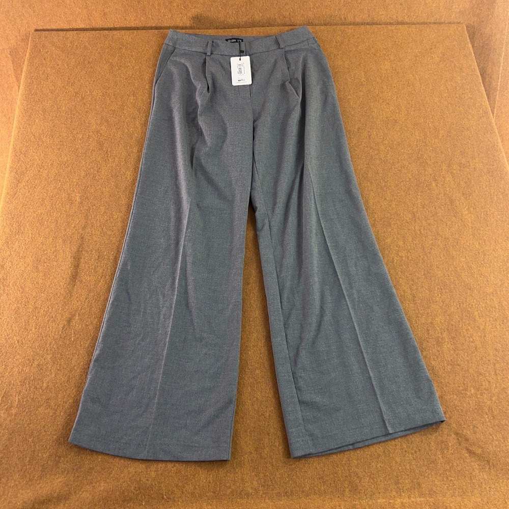 Robin Womens US Size 8 Gray High Rise Pleated Front Wide Leg Dress Pants NWT